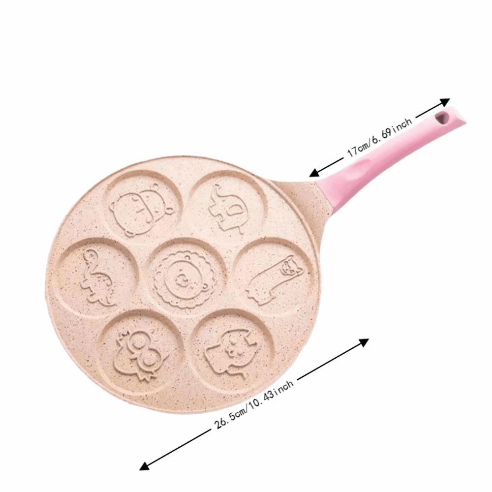 7-Hole Design Egg Frying Pan Black Beige Pink Blue Red Crepe Pan Breakfast Cooking