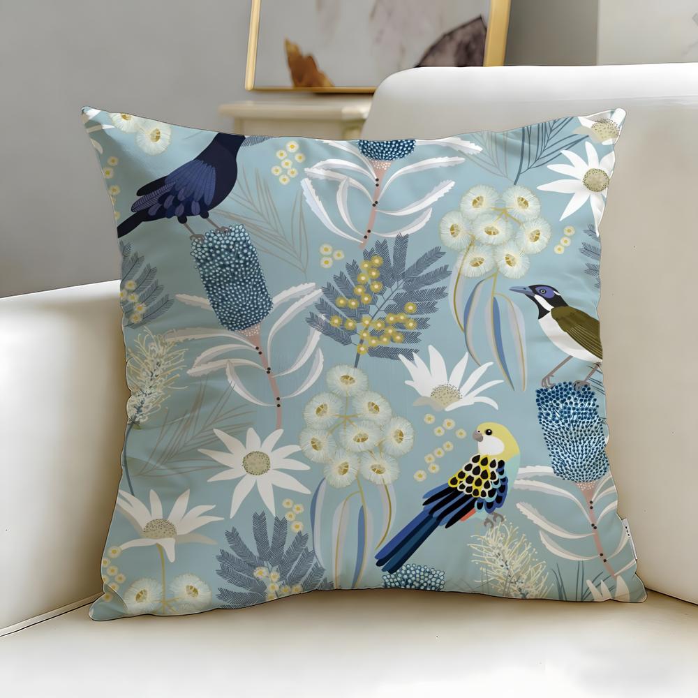 Classic Art Theme Lovely Bird Pattern Cushion Cover Soft & Easy-Wash Pillow Case – Versatile for Couch, Bed, Travel and Office