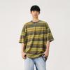 Herren Gestreiftes Lockeres Rundhals Casual Kurzarm T-Shirt