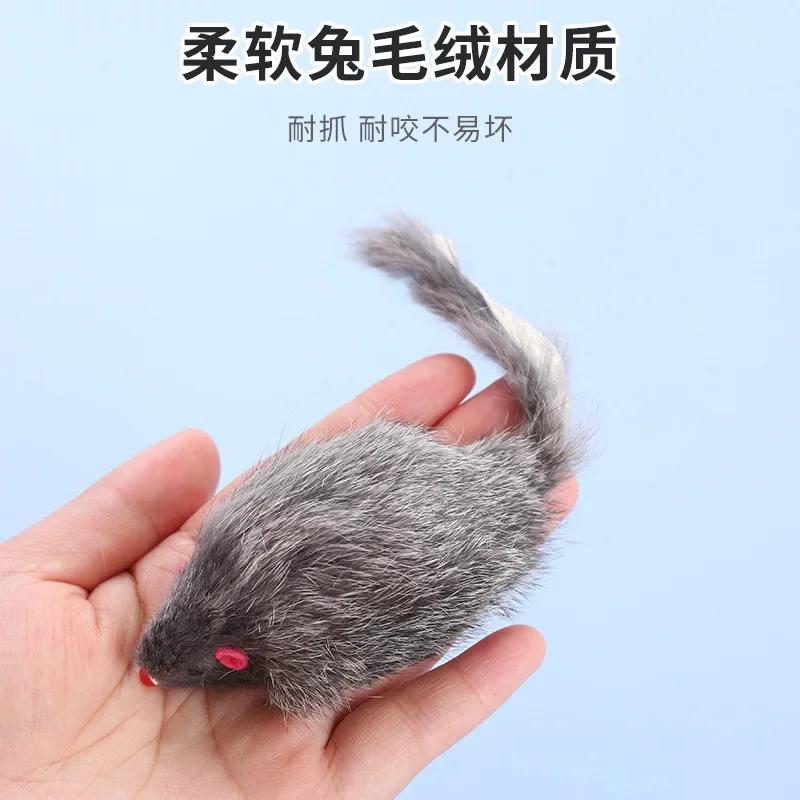 1pc Cat Mice Toys False Mouse Cat Toy Long Tail Mice Soft Real Rabbit Fur Toy for Cats Plush Rat Playing Chew Toy Pet Supplies
