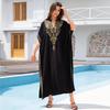 Women's Loose Long Beach Cover-up: Rayon Embroidery Bikini Sunscreen Robe