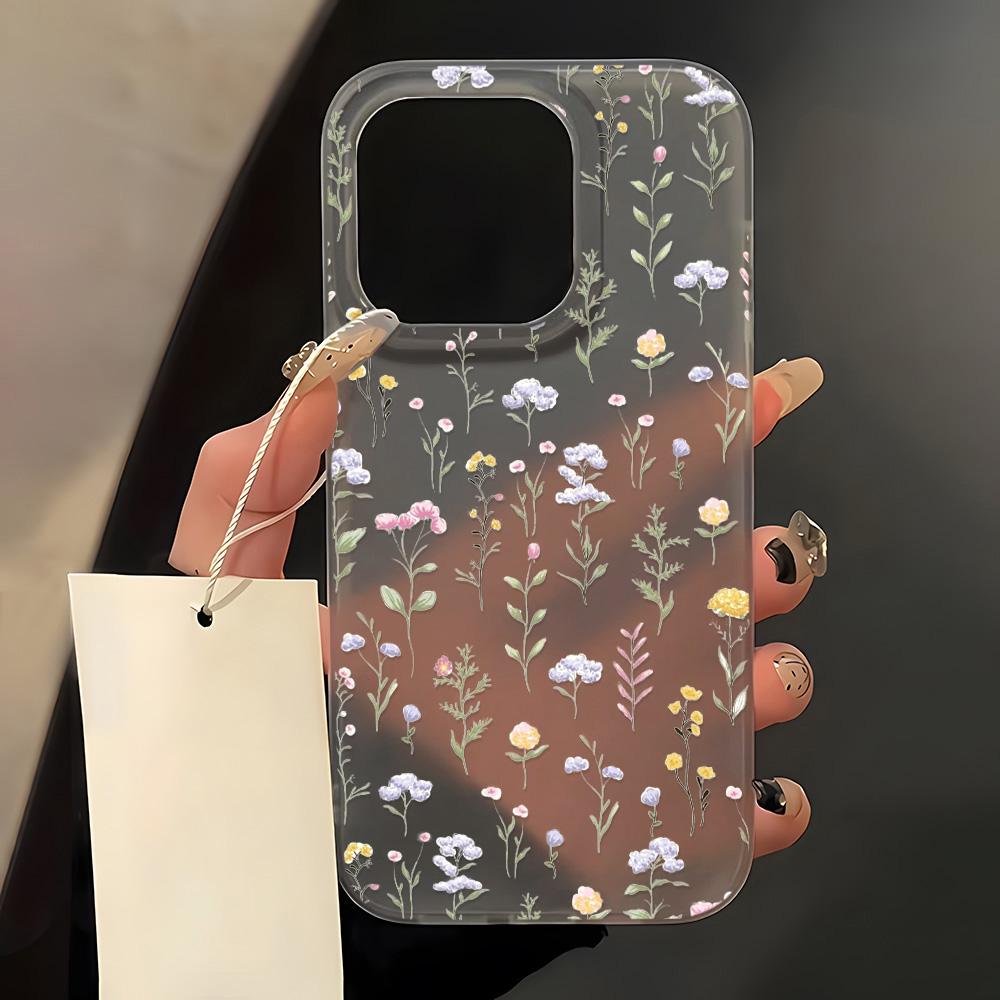 

Чехлы для мобильных телефонов iPhone 11 13 15 Pro Max 12 14 Pro Max Чехол для iPhone 16 15 Plus 13 Pro 12 Матовая текстура с рисунком в виде мультяшных цветов iPhone 13 Pro чёрный