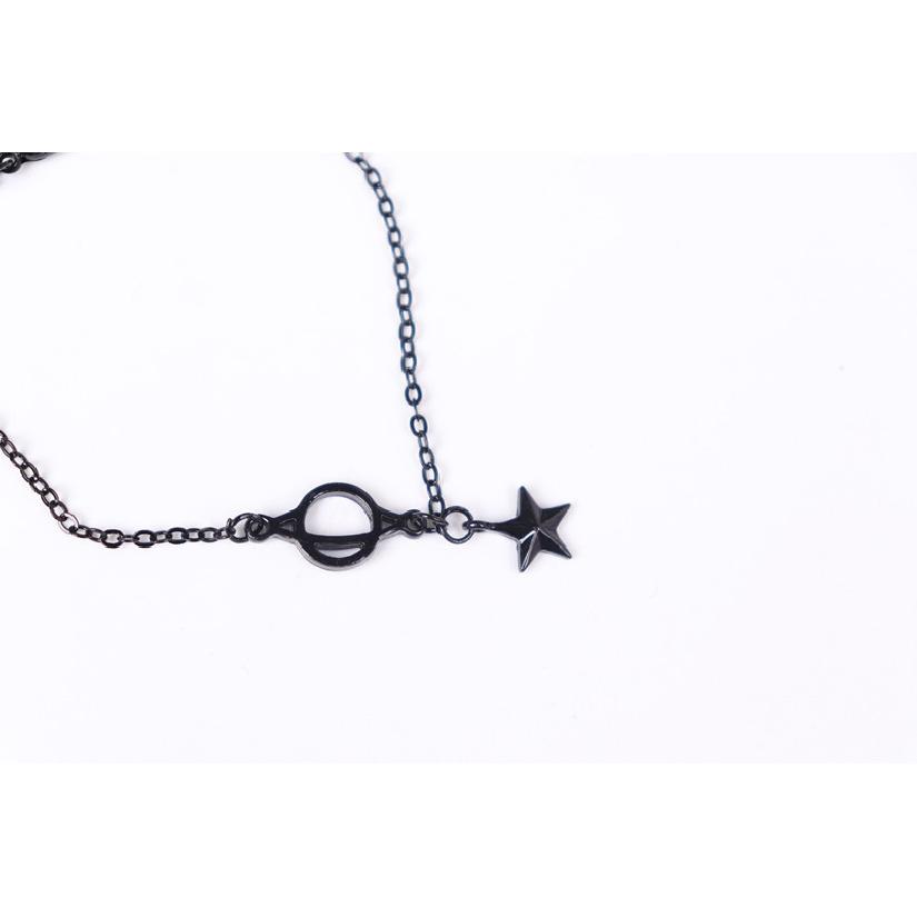 C197 Dark Forest Style Light Luxury Minimalist Bracelet Student Black Planet Pentagram Korean Version Versatile Fresh Necklace
