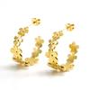 C-shaped Daisy Titanium Steel Earrings – 18K Gold Plated, European-American Design, Simple Geometric Style