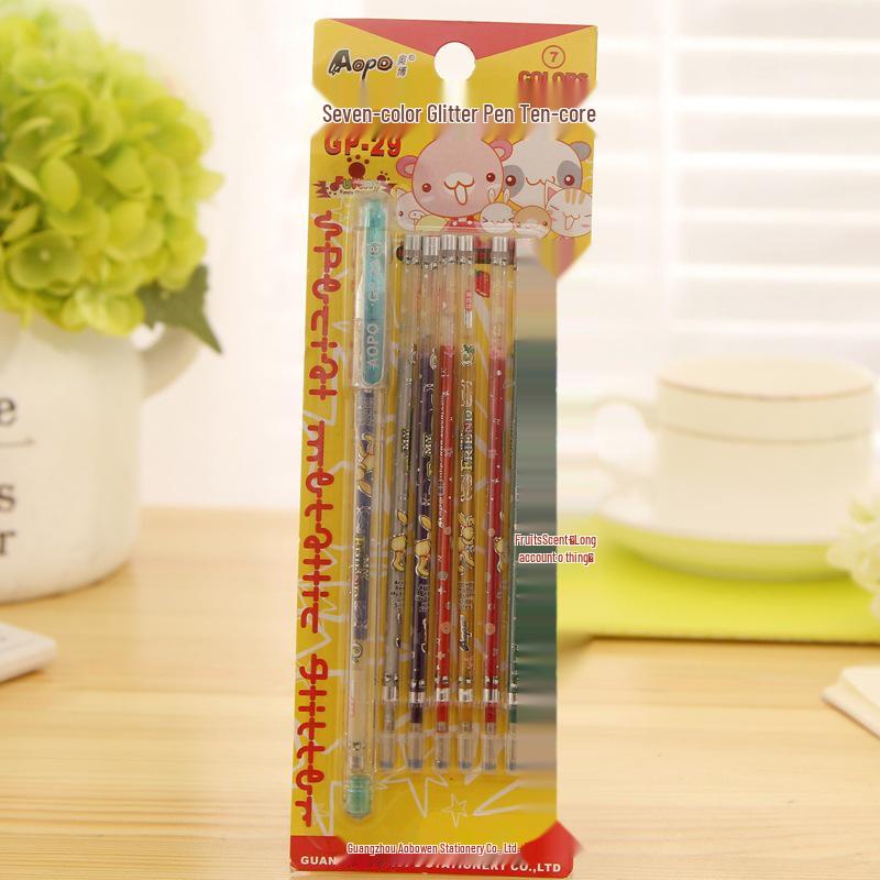 Aobo GP-30 Glitter Watercolor Pen Set: 16 Colored Glitter Gel Highlighter Pens