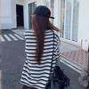 Korean Contrasting Striped Crew Neck Autumn and Winter New T-shirt Chic