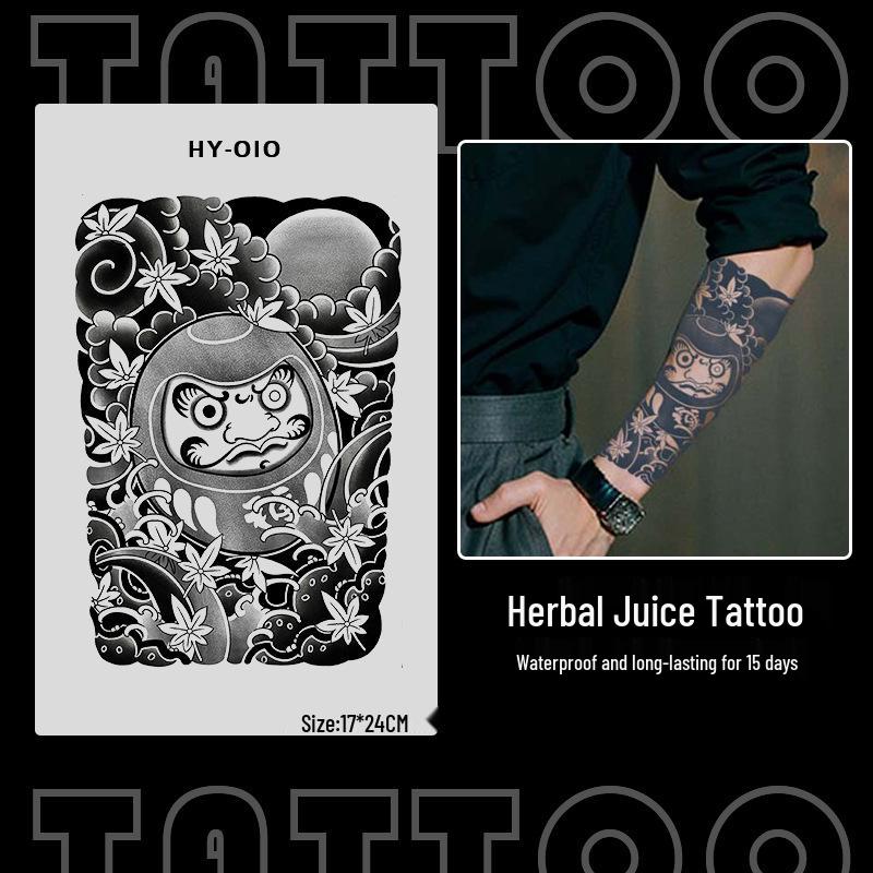 Japanese Traditional Tattoo Waterproof Sticker: Men's Long-lasting Floral Arm Pattern.