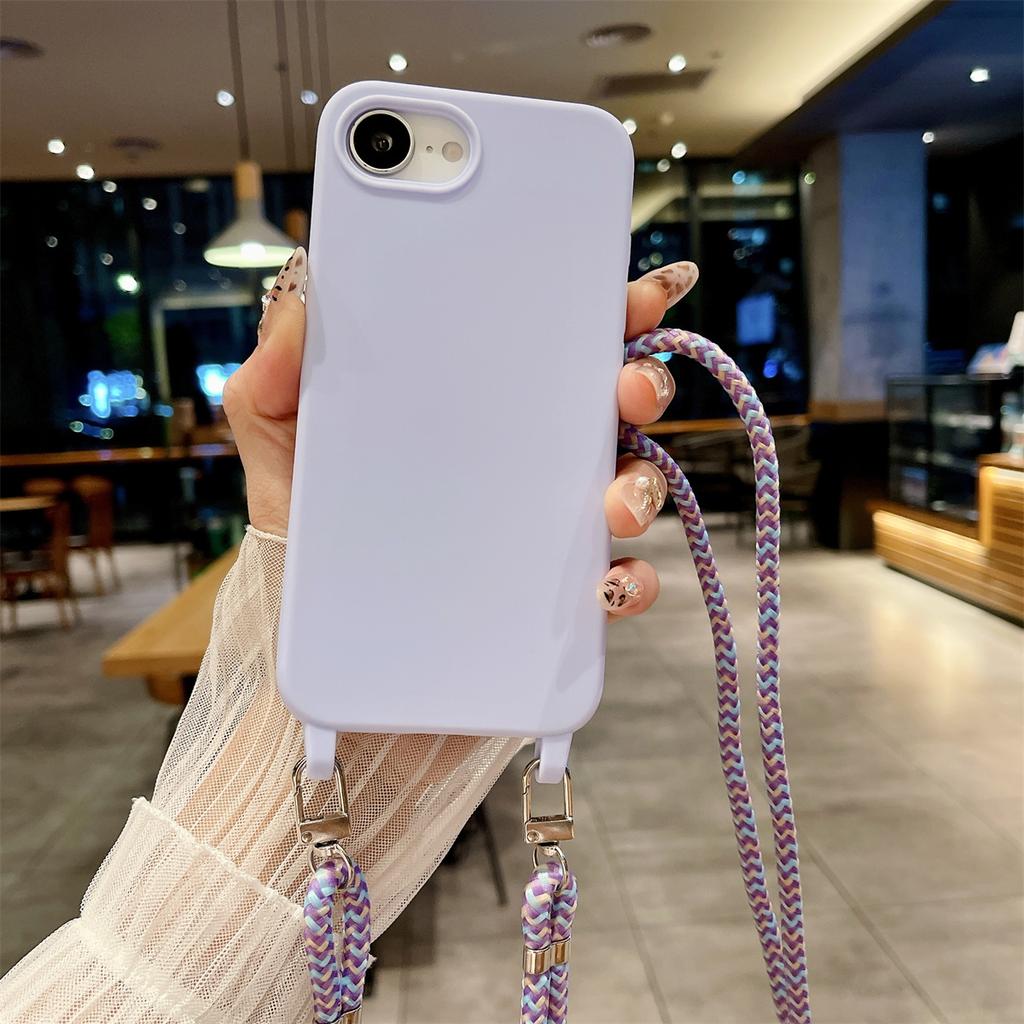 Crossbody Lanyard Candy Color Phone Case for Iphone 17 Air 16 Plus 16E 15 14 13 12 11 Pro Max Silicone Soft TPU Back Cover