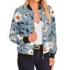 Damenmode Langarm Blumenprint Rundhals Reißverschluss Jacke