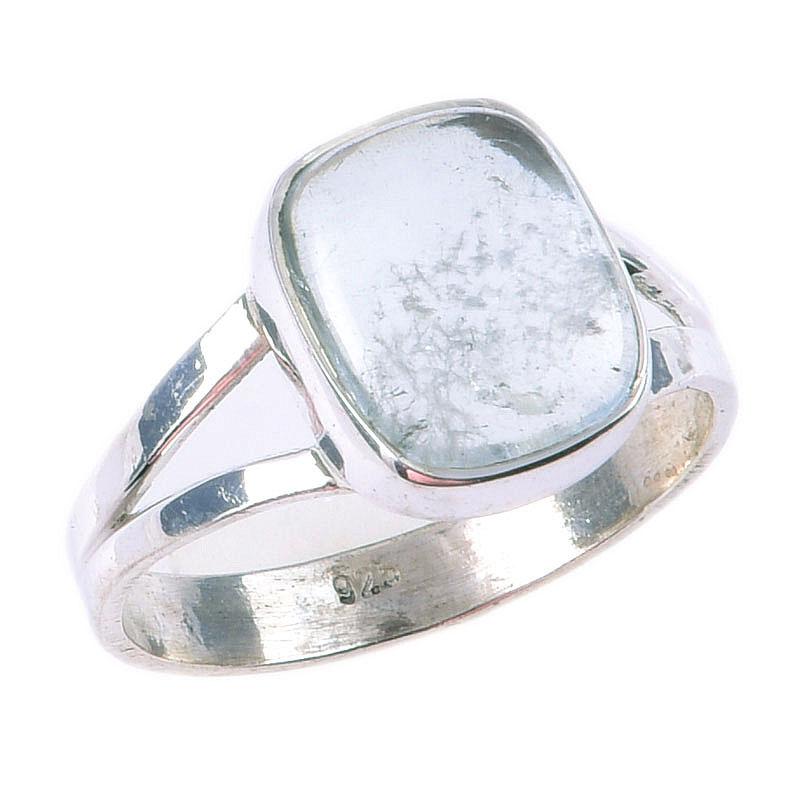 Natural Aquamarine Gemstone Handmade 925 Solid Sterling Silver Ring Size 8 Q0N75