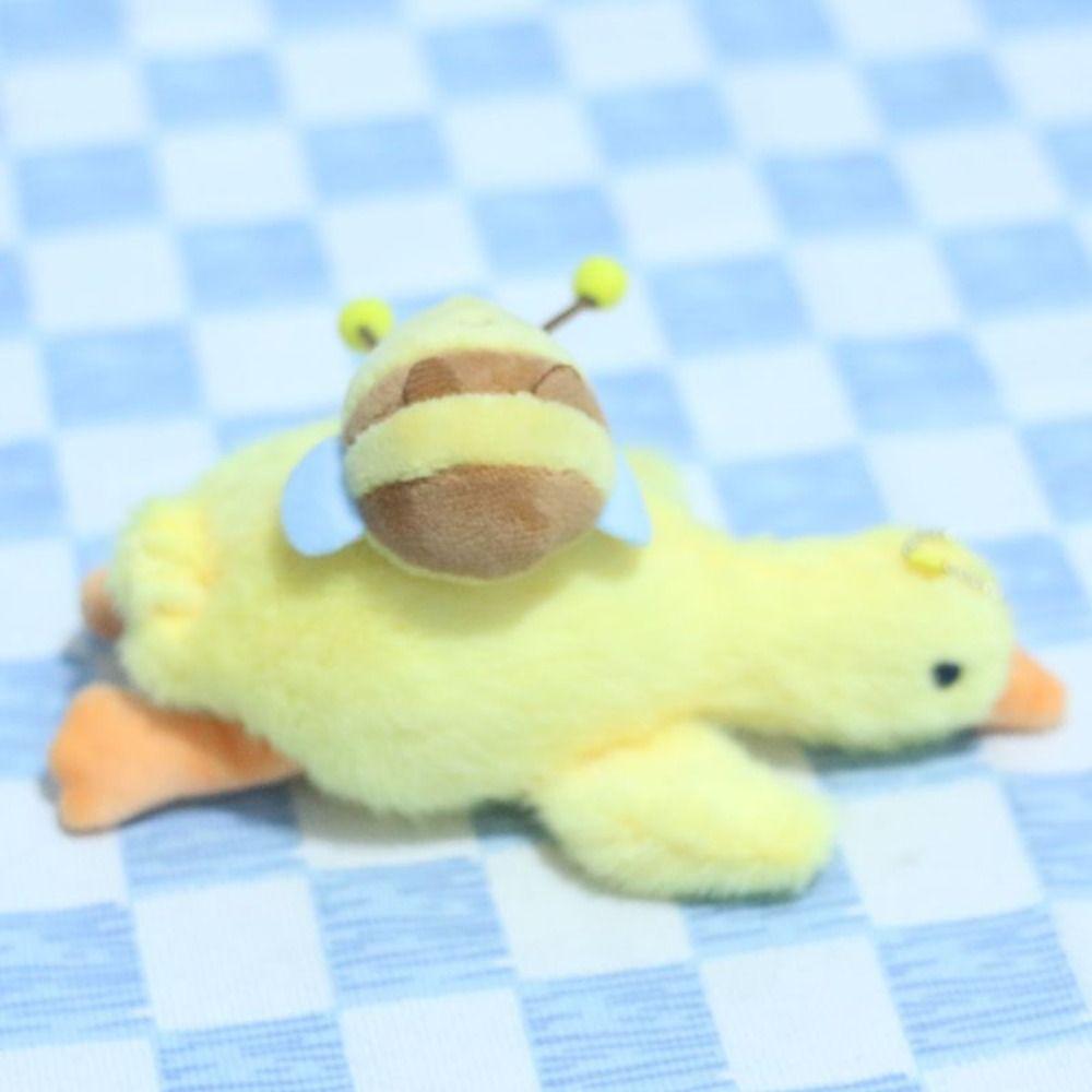 Fluffy Bees Duck Doll Pendant Crayfish Turtles Bees Plush Cartoon Duck Keychain  Backpack Decor