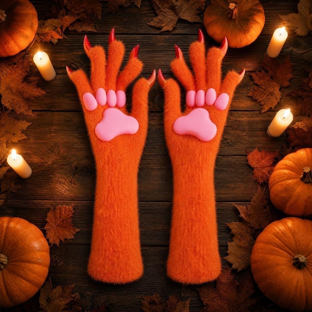 Halloween Silicone Gloves with Pads, Long Tips for Scary Costume