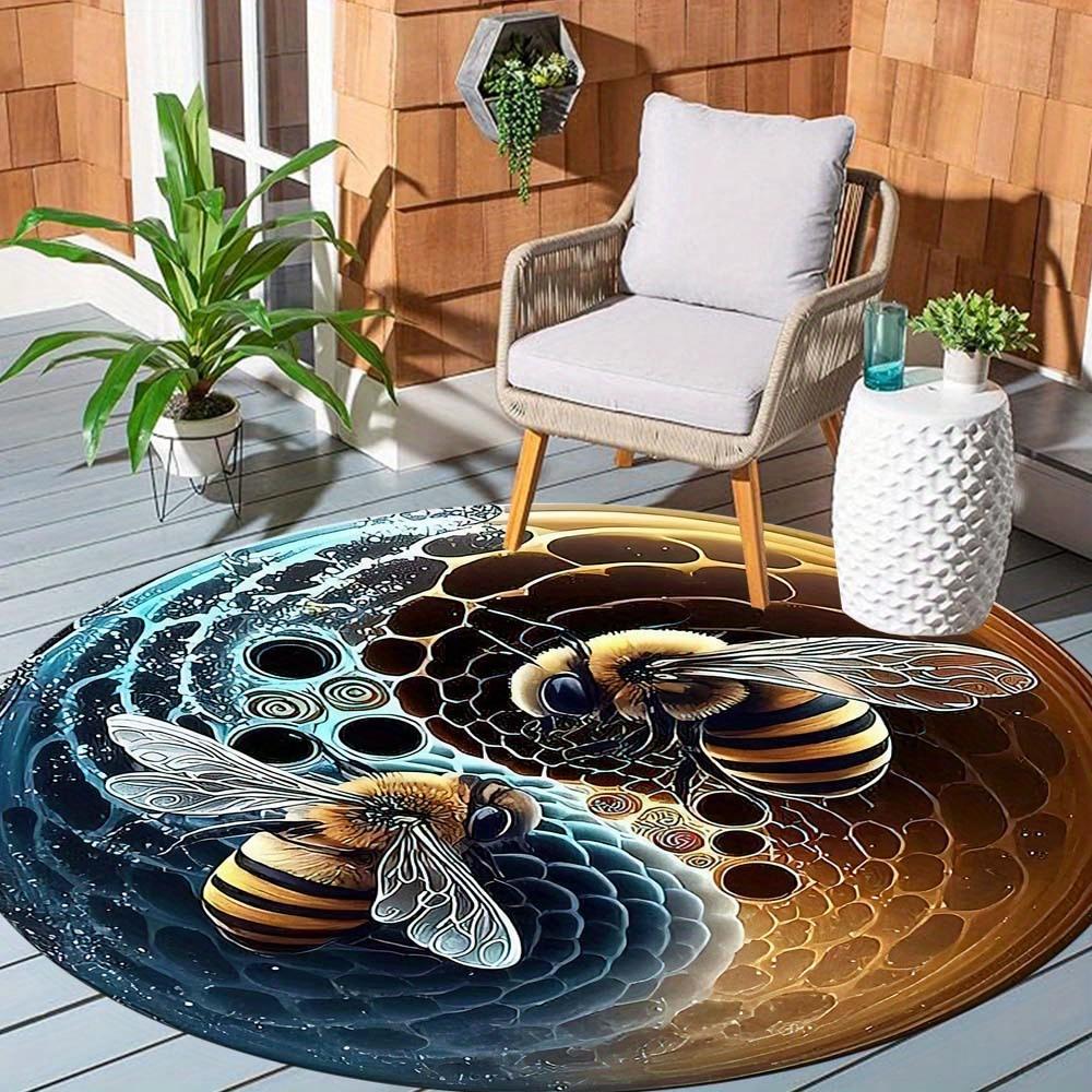 Bee Round Rug Suitable For Office Reception Decorative Carpet Office Chair Protection Carpet And Also Suitable For Gifts To Relatives And Friends