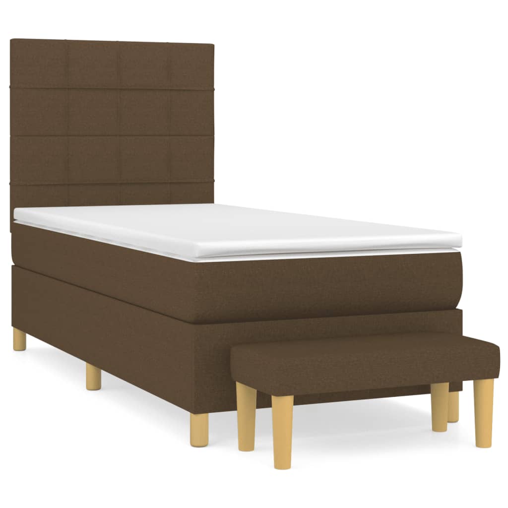 Box Spring Bed with Mattress Dark Brown 80x200 cm Fabric
