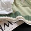 2025 Girls' Knitted Vest & Shirt Two-Piece Set - Stylish Spring/Autumn Fashion