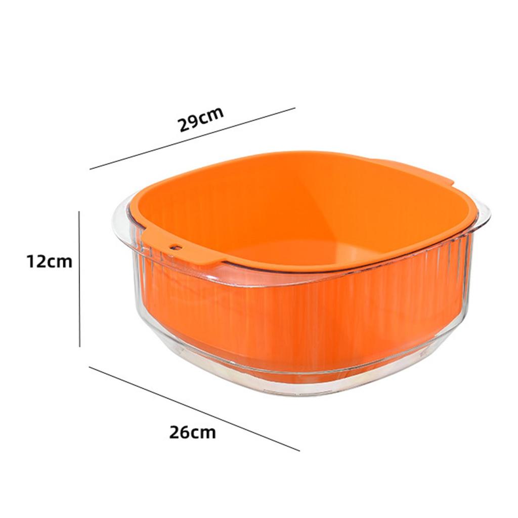 Double Layer Fruit Drain Basin Colander Bowl Large Washing Draining with Hanging Hole Durable for