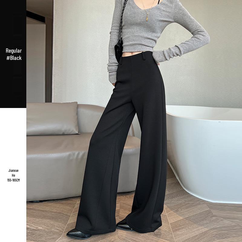 2026 Spring High Waist Slimming Modal Pants - Versatile Casual Black for Women