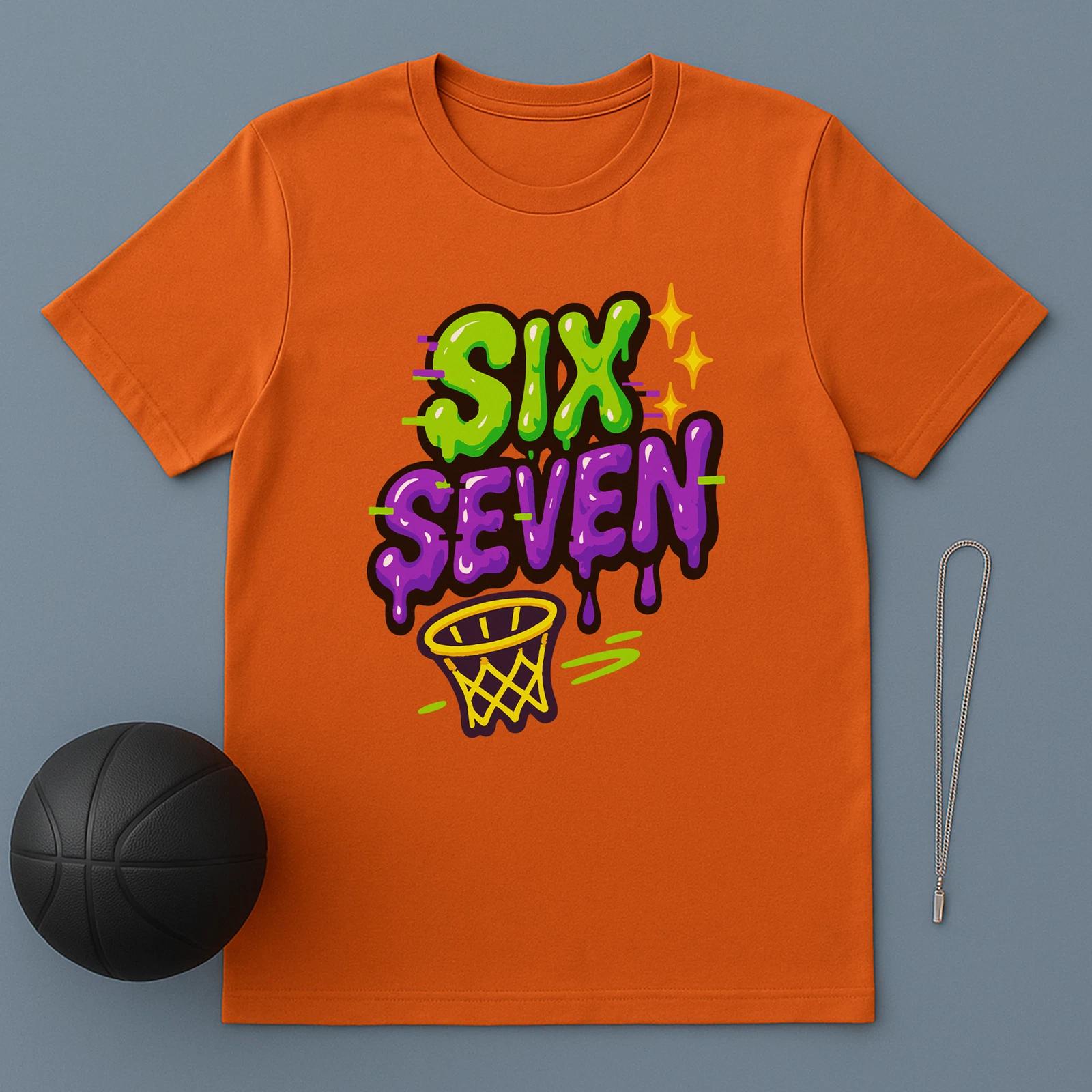 Six Seven Basketball Shirt Funny 6-7 Meme Tee TikTok Trend Hoop Graphic Meme Top 3XL