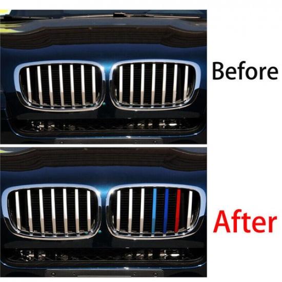 3-Color Exterior Front Grille Grill Strips Trim 3X Fit For BMW X6 E71 2013-2014