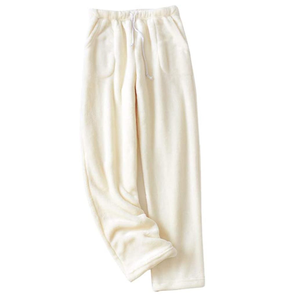 Women's Thermal Fleece Pockets Pajama  Warm Casual Trousers Home Pants