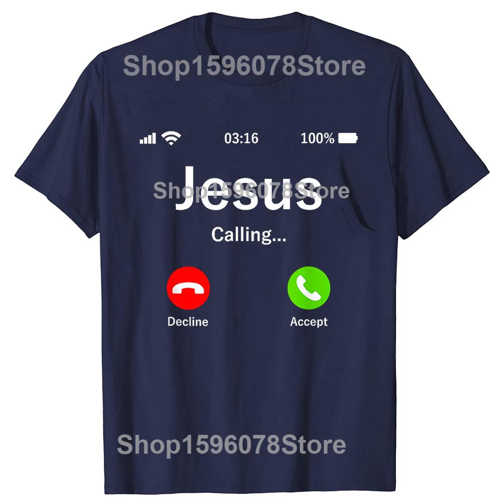 Jesus is Calling Christian Tshirts Men Women Fashion Casual Tshirt 100 Cotton Loose Oversized Crewneck Collar Hip Hop T Shirt