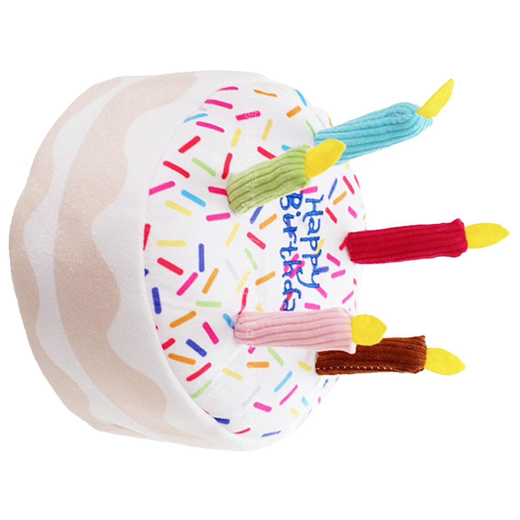 Birthday Cake Stuffed Toy Funny Soft Birthday Cake Chew Toy for Dogs Cats 7.87x8.27in