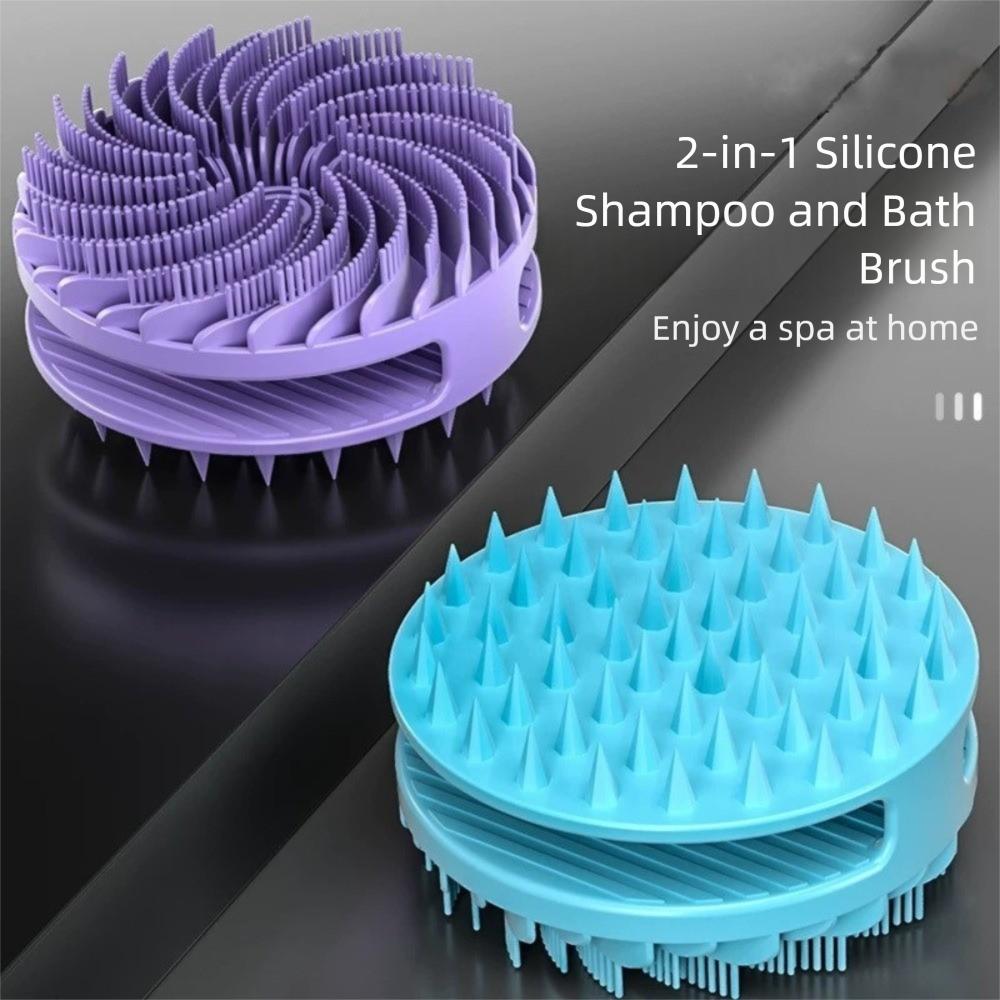 Double-sided Soft Bristle Shower Brush Silicone Bath Brush New Body Shampoo Brush  For Exfoliation