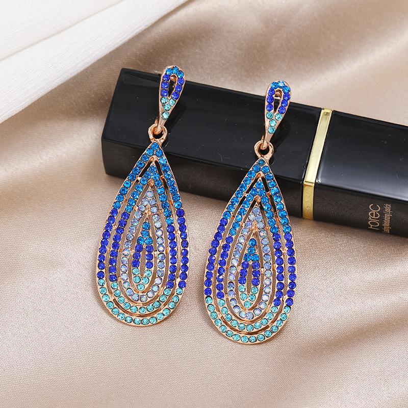 S925 silver needle niche baroque retro personalized crystal stud earrings women's fashion versatile long temperament earrings