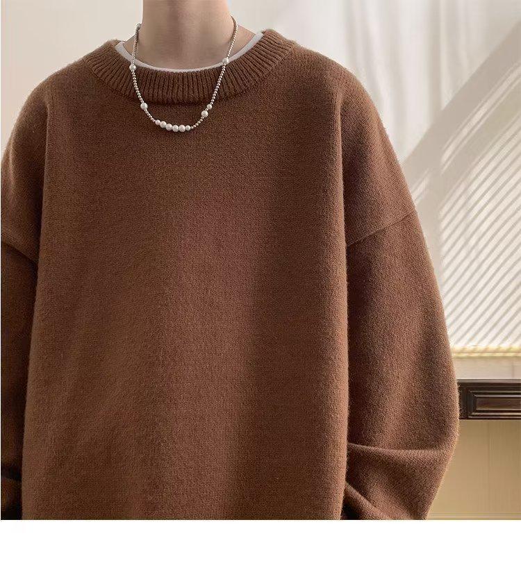 Men's Retro Knit Base Layer - Loose Fit for Autumn & Winter