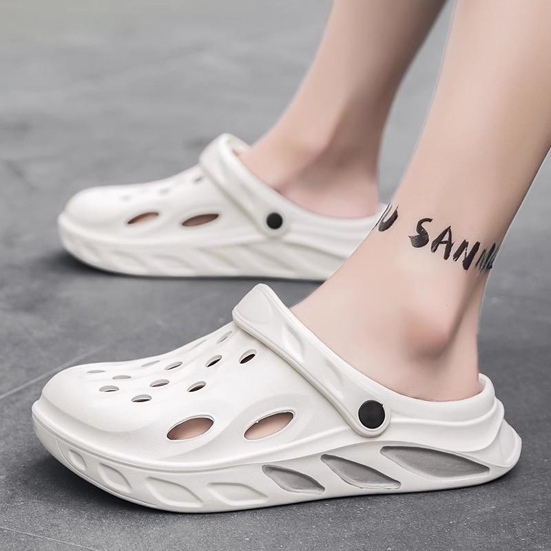 Hole shoes men's summer non-slip and wear-resistant outer wear bag head drag soft bottom beach sandals