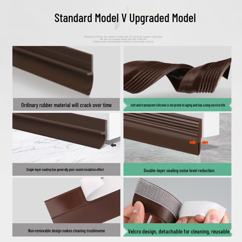 Silicone Door Draft and Soundproofing Strip - Windproof, Theft-Resistant, Bottom Gap Sealer for Entrance Doors.