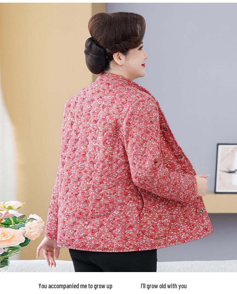 Plus Size Cotton Jacket for Women - Lightweight, Fleece-Lined, Ideal for Indoors & Outdoors. Perfect for Middle-Aged & Elderly.