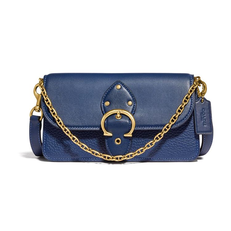 Coach Beat 21 Signature C Buckle Chain Decor Leather Flap Bag Mini Women handbags Dark-Blue C4207-B4RHO Basic Set BagDust Bag 31300₽