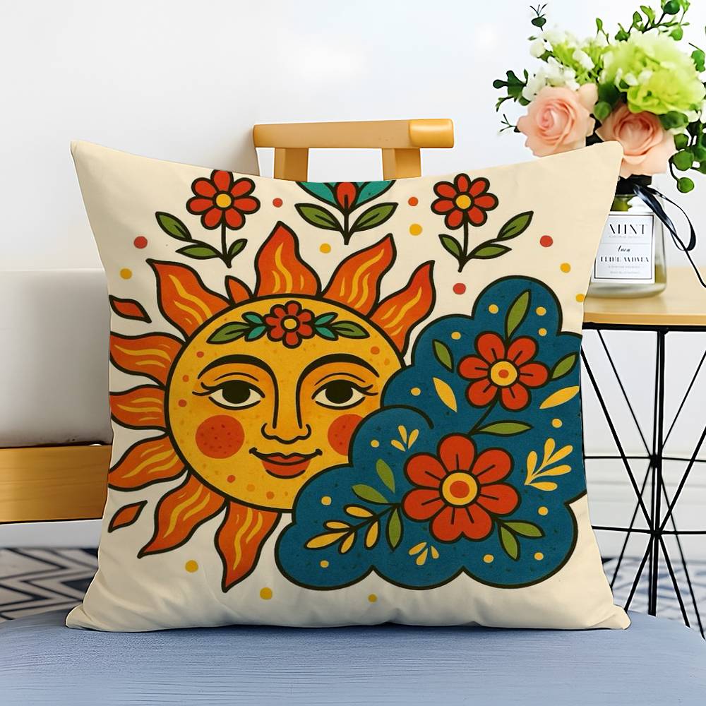 Portia Sun Moon Pattern Pillow Case Printed Brushed Fleece Pillow Baby Skin-Touch Eco-Friendly Dye-Sublimat