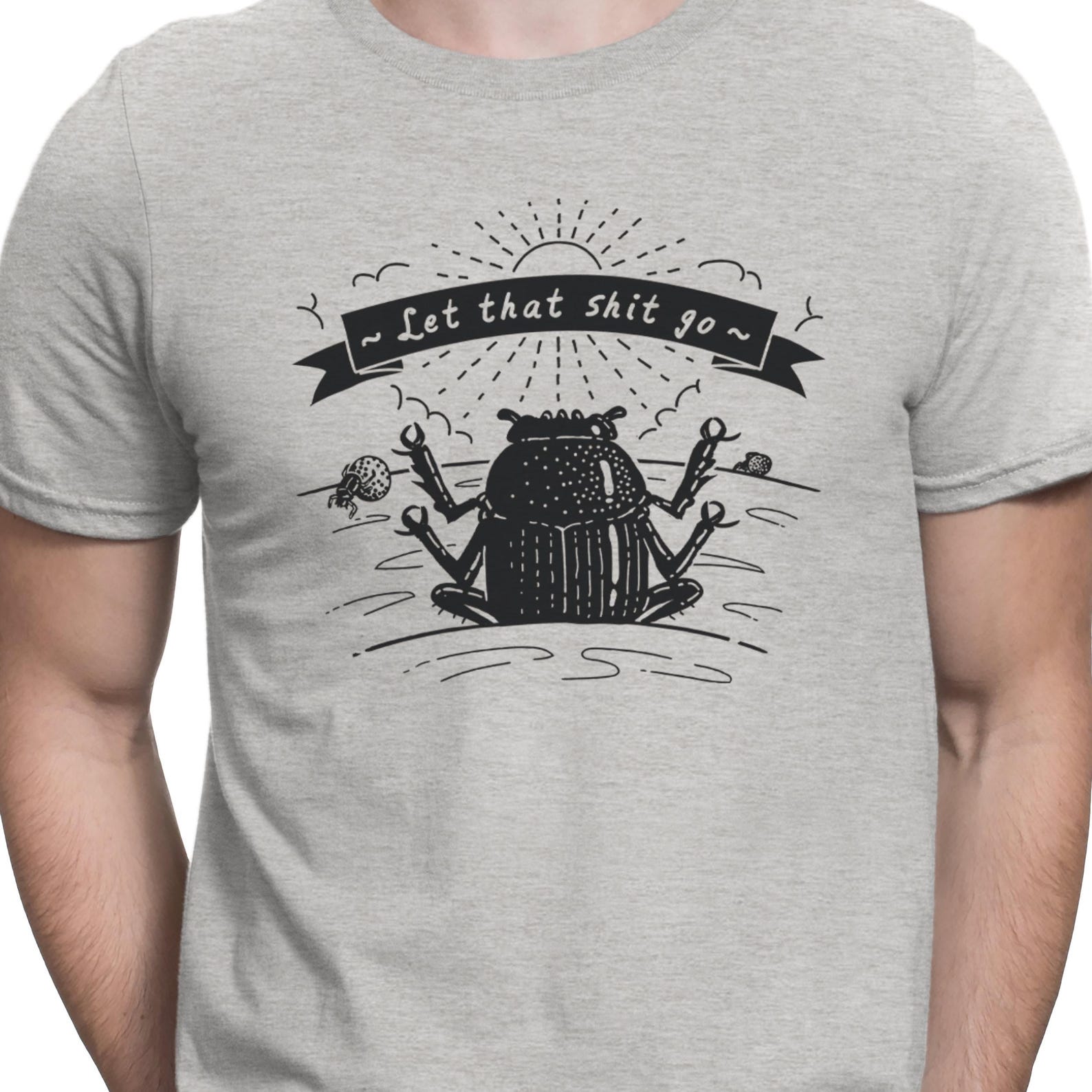 Funny Buddhist T-Shirt: Spiritual Pun, Meditation Beetle S