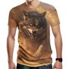 Men's Casual Wolf Pattern T-shirt 3D Printed T-shirt Short Sleeved Street Fashion T-shirt Men's Plus Size Top 6XL