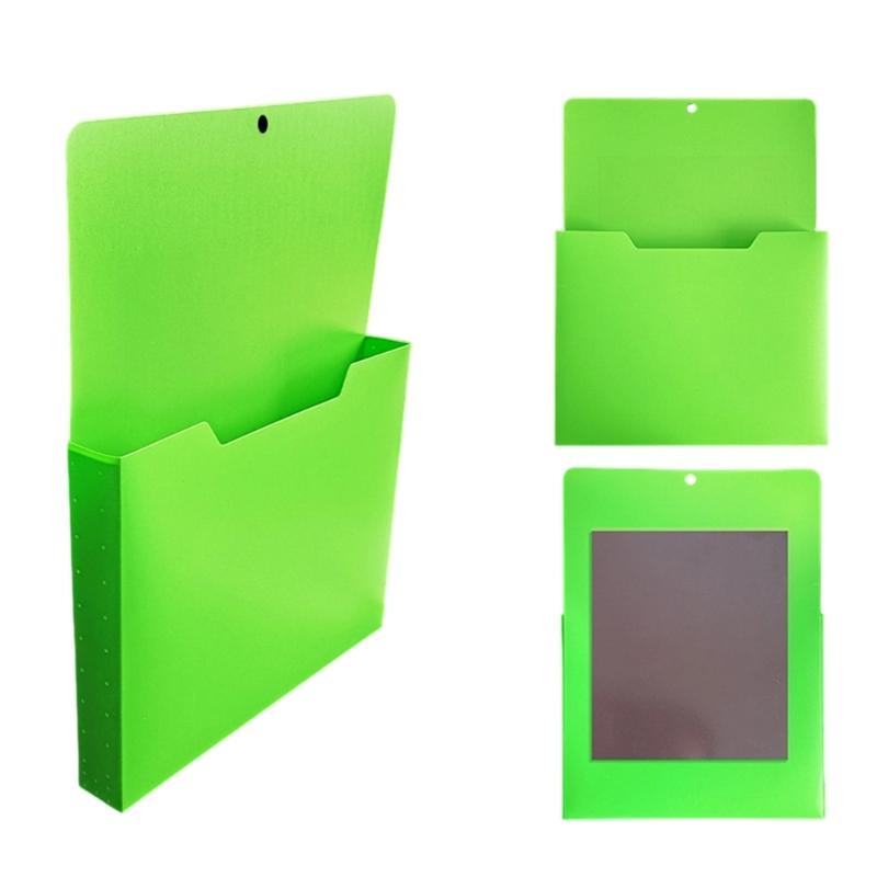 Magnetic Wall File Pocket for A4 Documents, Plastic File Paper Organiser Rack with Hanging Hole for Offices Desktop Metal Cabinet