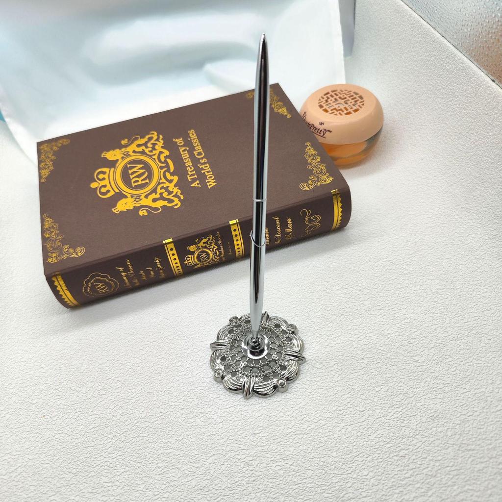 Electroplated Cylinder Pen & Flower Base Holder Set