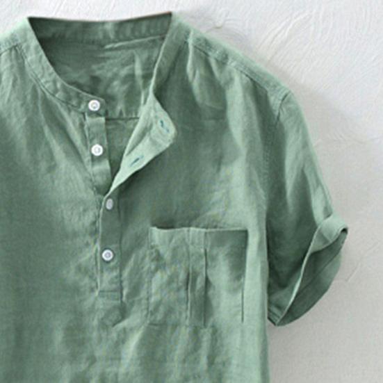 T-shirt Self-cultivation Skin-friendly Cotton Blend Slim-fit Chambray Shirt for Vacation