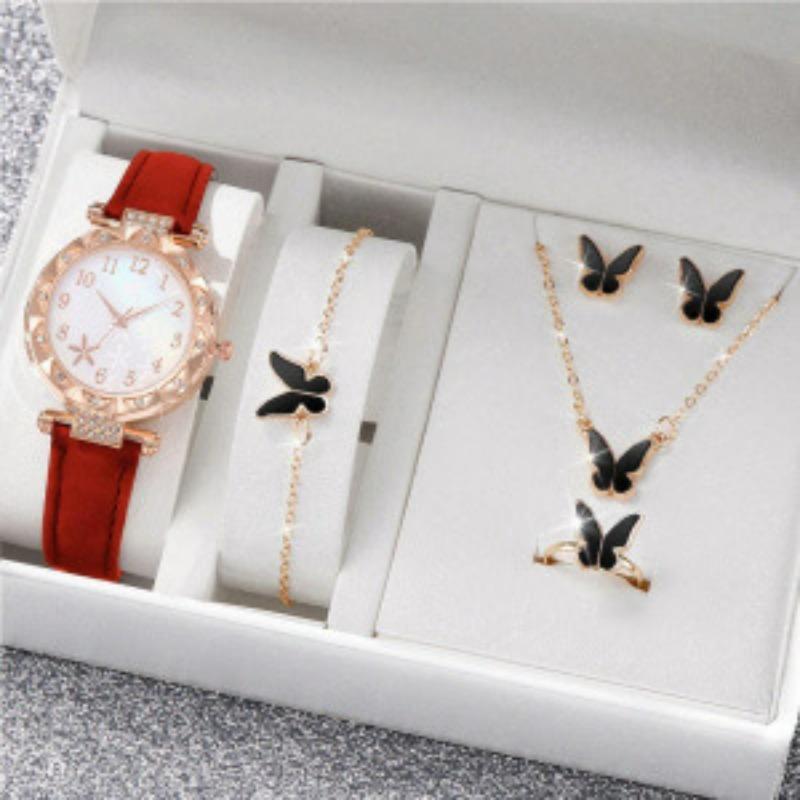 Star Watch Women's Diamond Belt Digital Dial Quartz Watch High Value Watch Set