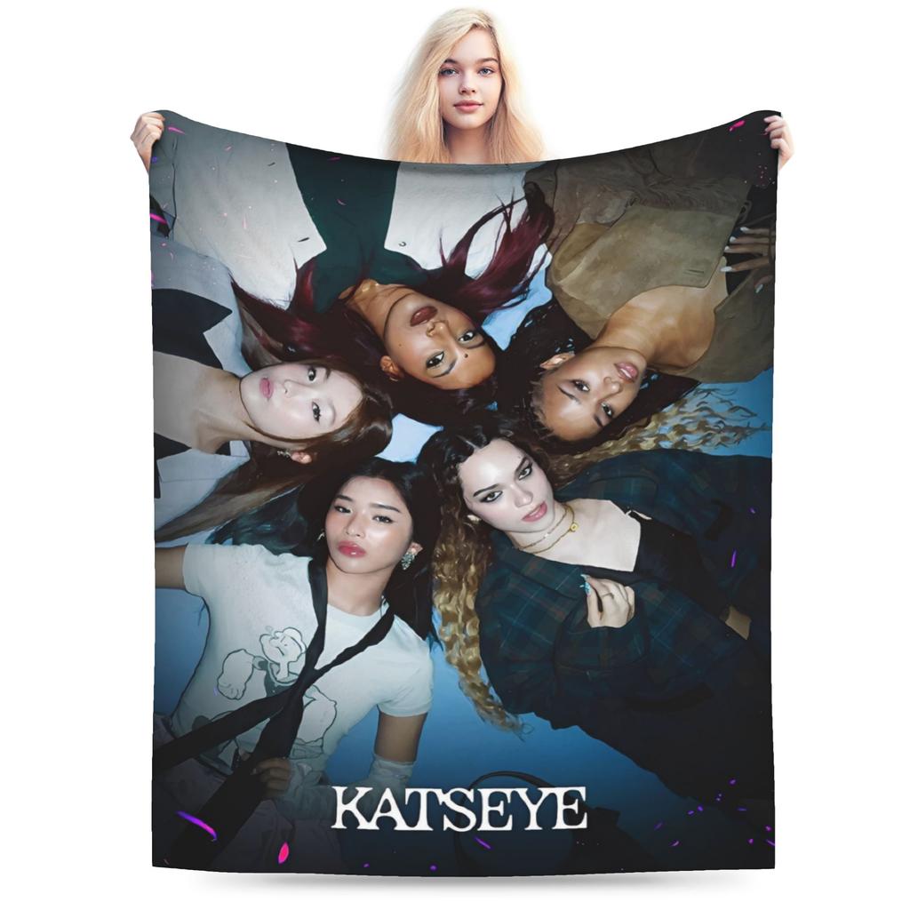 Katseye Kpop Gestrickte Decken Fleece Lara Manon Megan Leichte Überwurfdecke für Bettwäsche Sofa Bett Teppich