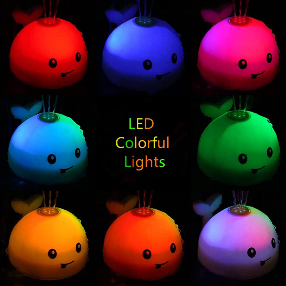 Kids Whale Bath Toy with Lights Water Spray Baby Shower Flashing Bathroom Gift