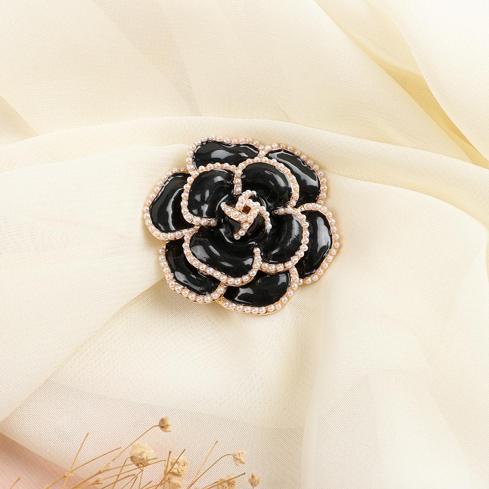 Jewelry Accessories Camellia Elegant Pin Pearl Alloy Coat Brooch Rose Flower Brooch