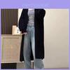 Retro Long Knitted Sweater Coat With Solid Color Design For Women Spring Autumn Casual