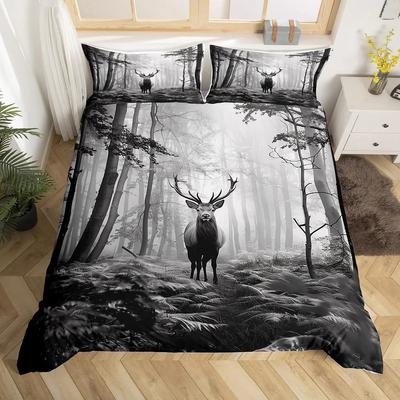 Housse de couette cerf élan King Queen Farm cerf forêt housse de couette orignal faune animal ensemble de literie camping chasse housse de couette