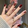 24Pcs Red Sweetheart White Checkerboard Press On Nails Removable Fake Nail Tips Art Acrylic Manicure