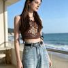 Retro Western Turquoise Belt with Distressed Silver Color Carved Buttons Natural Blue Turquoise Rodeo Style Cowboy Cowgirl Waistband