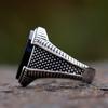 New  Retro Ring Geometric Black Zircon Stone For Anniversary Party Wedding Men's Anels Totem Luxury Jewelry