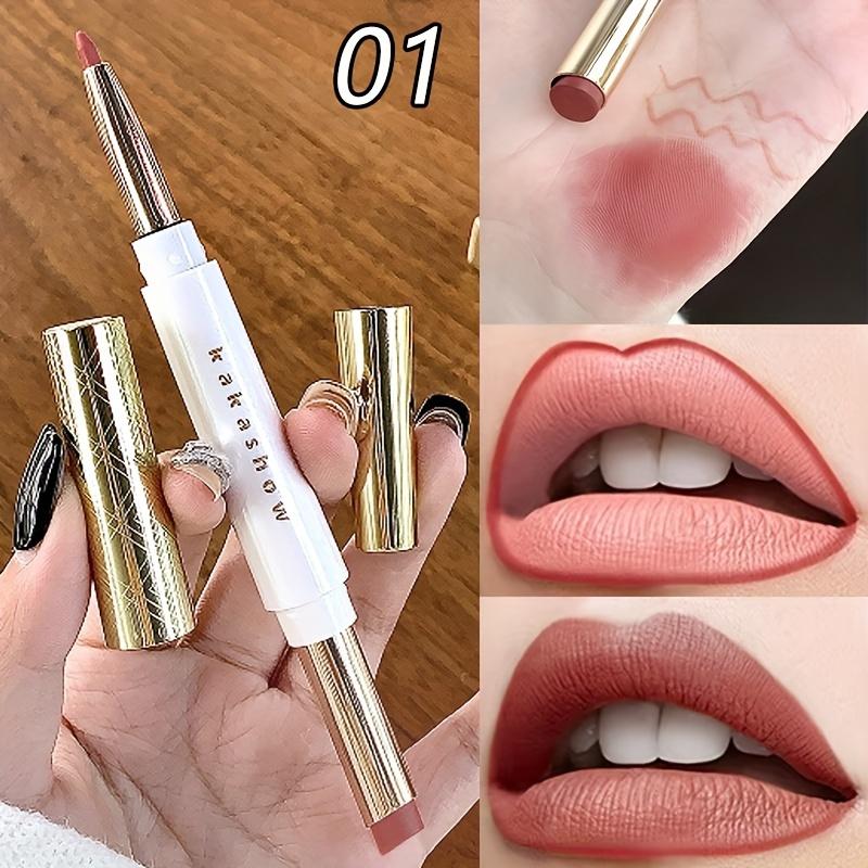 

Двусторонний карандаш для губ и помада 2-в-1 Высокопигментированная Водостойкая Помада, не оставляющая следов на чашке Стойкий карандаш для губ Подарки на День святого Валентина 01