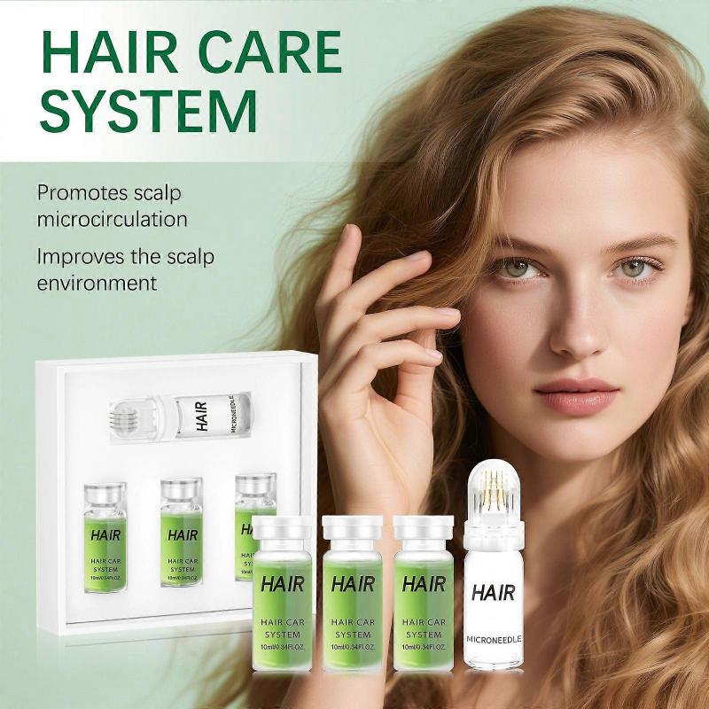 Hair Regrowth System - Advanced Hair Growth Treatment with Ginseng, Eclipta Prostrata, Peppermint Oil & Ginger Root, Thickening Serum, Micro Needle Ha